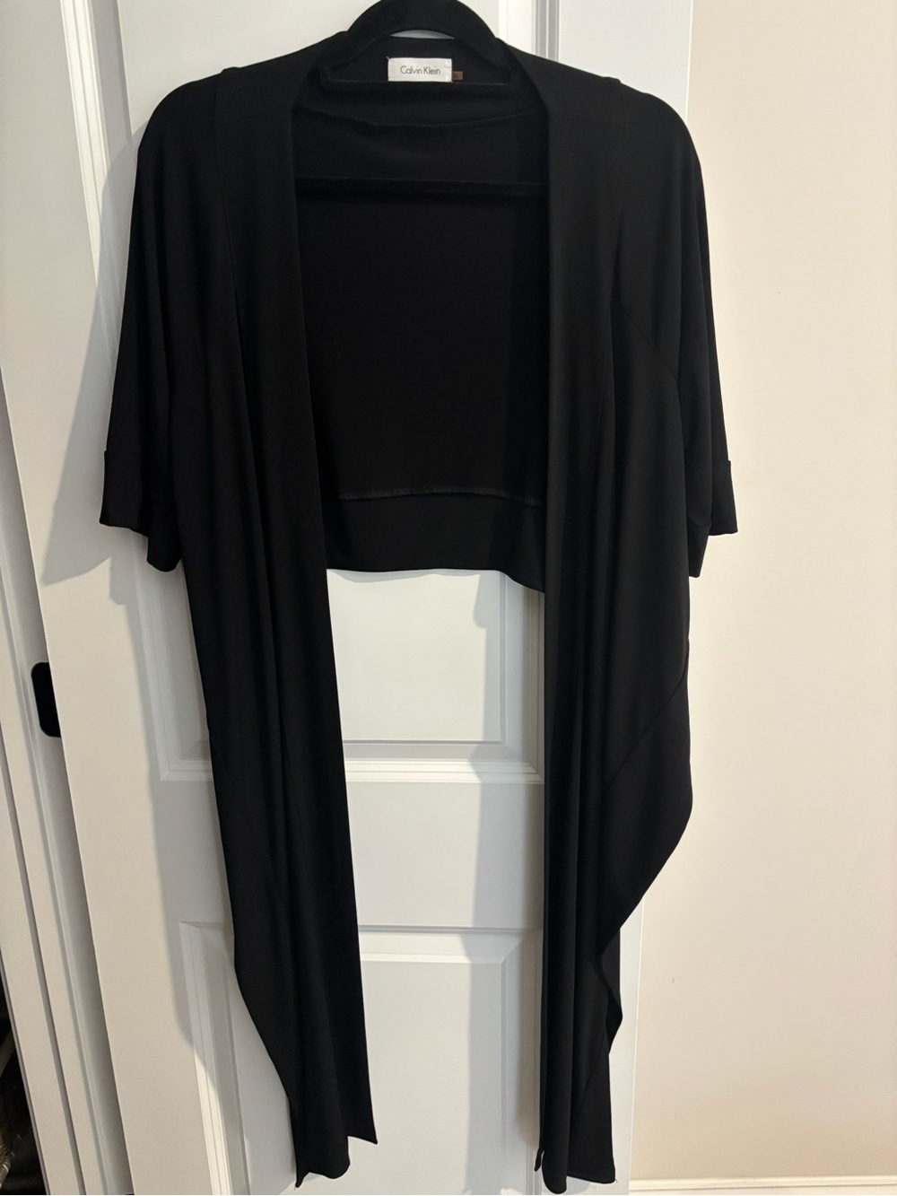 Calvin Klein Black Open-Front Draped Cardigan